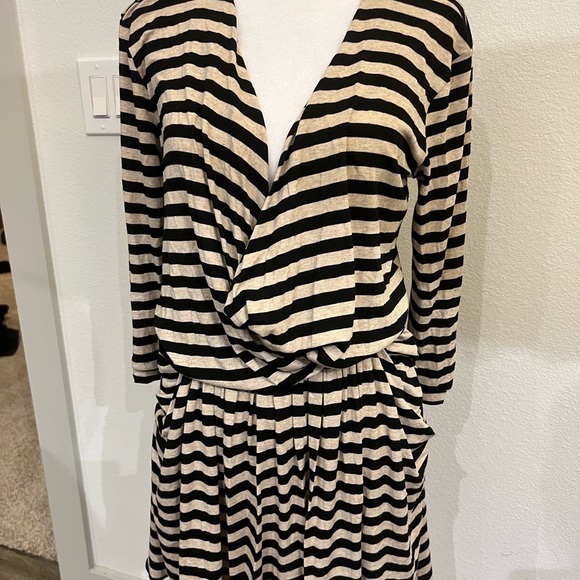Mason Striped Black and Cream mini Dress - Picture 2 of 6